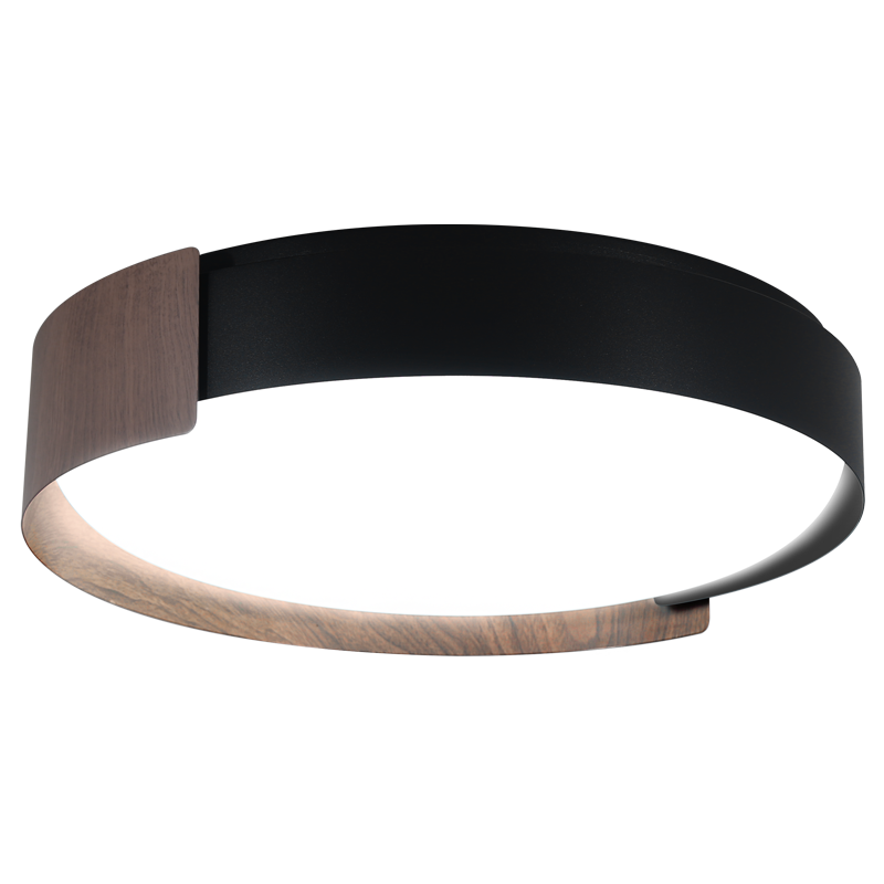 Walk Deckenlampe, schwarz, holzoptik, rund, ⌀50cm